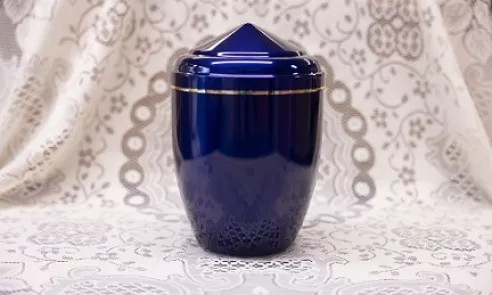 Large blue Mandalay urn / Wrn Mandalay glas mawr.
